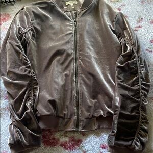 Velvet Bomber Jacket in Taupe